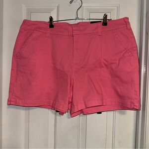 Lane Bryant Womens Shorts Chino Mid Rise 100% Cotton Flat Front Pink Size 22